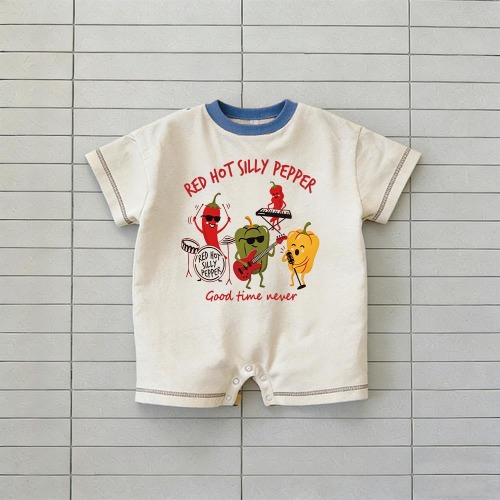 RED HOT SILLY PEPPER Baby Chili Peppers Colorblock Romper