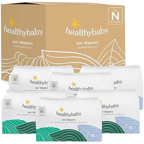 Our Diapers | The First EWG Verified & Microbiome-Friendly Diaper | 12-Hour Leak Protection | Made with Organic Cotton & Plant-Derived Materials | Totally Chlorine Free | Size NB (<10 lbs) 192 Count