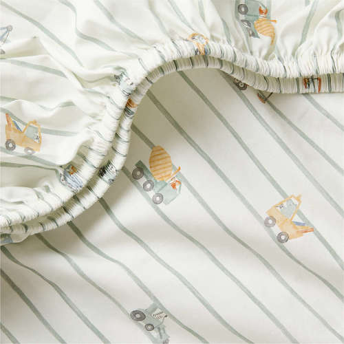Construction Crossing Organic Cotton Crib Fitted Sheet