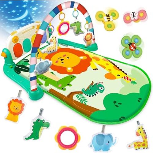 Baby Gyms Play Mats, Tummy Time Mat Toys, Infant Play Mat and Activity Gym, Baby Play Piano Gym Mat, Play Mats for Babies Newborns and Toddlers, Baby Activity Mat Toys 0-3-6-12 Months