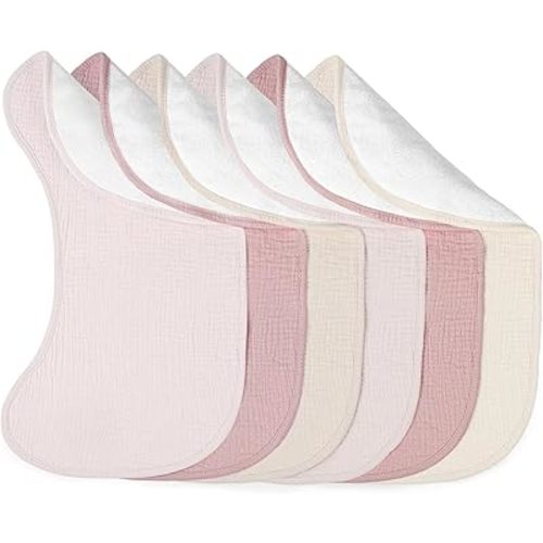 lulumoon Muslin Burp Cloths for Babies: 100% Soft Cotton Large Burping Cloths - Neutral Baby Burp Rags for Boy and Girl - Absorbent Burp Cloth for Spit-Ups 6 Pack