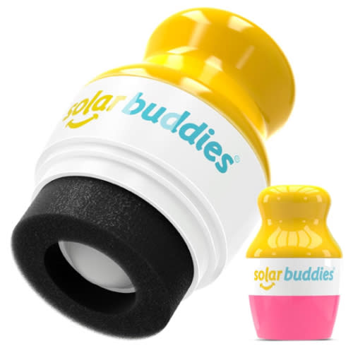 Solar Buddies Sunscreen Applicator - Single Pink - Refillable Roll on Sponge Sunscreen, Suncream & Lotion Applicator For Kids, Adults & Families - Holds 3.4fl oz, Perfect Size for Travel
