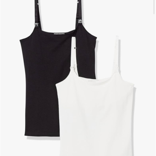 Amazon Essentials Women's Maternity Nursing Friendly Camisole with Adjustable Straps and Built-in Shelf Bra, Pack of 2