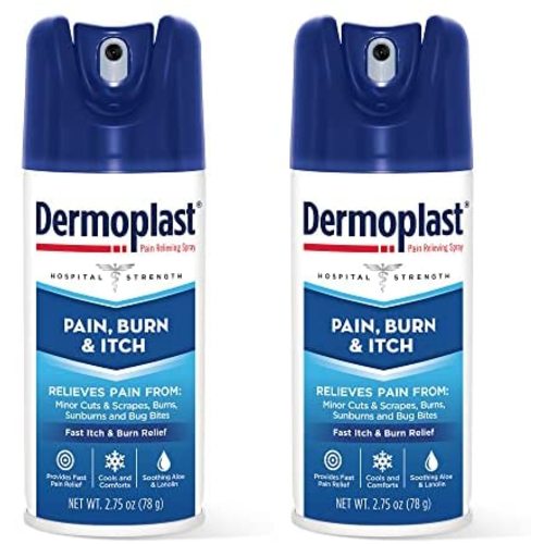 Dermoplast Pain, Burn & Itch Spray, Pain Relief Spray for Minor Cuts, Burns and Bug Bites, 2.75 oz (Pack of 2) Packaging may vary