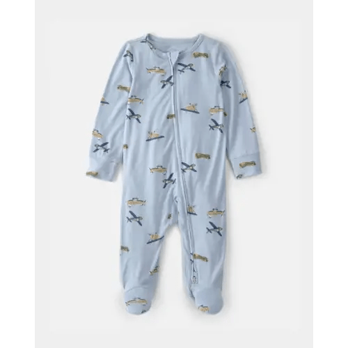 Baby Boy Plane 2-Way Zip PurelySoft Footie Sleep & Play Pajama - Blue | Carter's