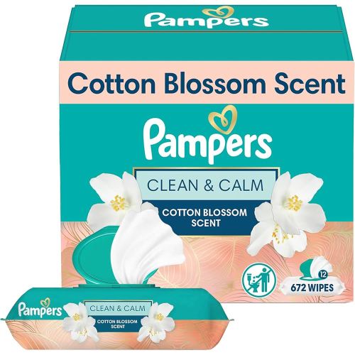 Pampers Wipes, Clean & Calm, Cotton Blossom Scent, 672 Wipes Total (12X Pop-Top Packs)