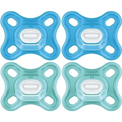 MAM Comfort Baby Pacifiers, Lightweight One-Piece Full Silicone Binky for Newborns 0-3 Months, BPA-Free Nipple, Easy to Clean Pacifier, Best for Breastfed Babies, with Sterilizer Case, 4 Count Binkies