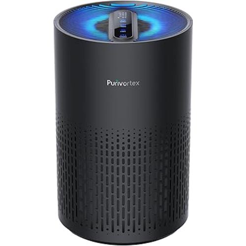 Purivortex Air Purifiers for Bedroom, Quiet Air Purifier with HEPA Filter for Pollen, Smoke, Dust, Pet Dander, Odor, Hair, Ozone Free, Covers Up to 880 Sq Ft, AC400 Black