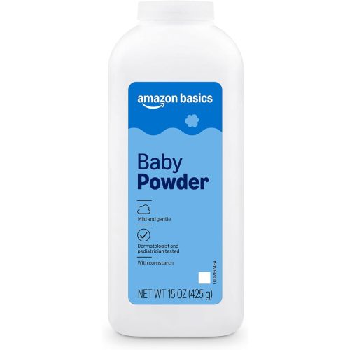 Amazon Basics Cornstarch Baby Powder, Hypoallergenic with Aloe and Vitamin E, 15 oz, 1 Pack
