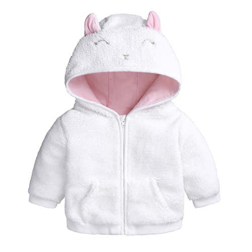 VERUGU Baby Jacket Newborn Infant Boy Girl Cute Ear Hooded Pullover Tops Warm Coat White 6-9 Months