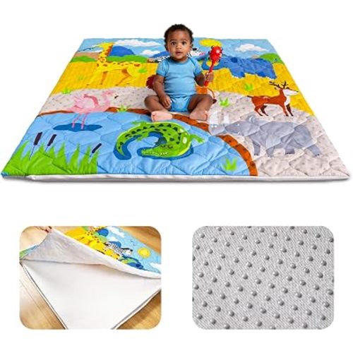 Foam Baby Play Mat, 50x50 Playpen Mat with Removable Cover