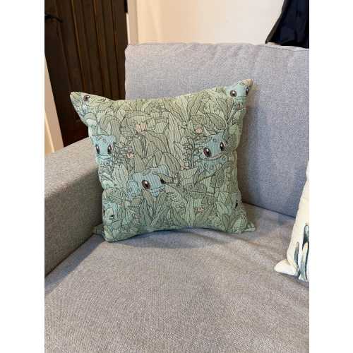 Bulbs And Leaves Woven Throw Pillow | Botanical Cozy Gaming Home Decor | Poke mon Aesthetic Home Decorations | Anime Tapestry Throw | Bulba