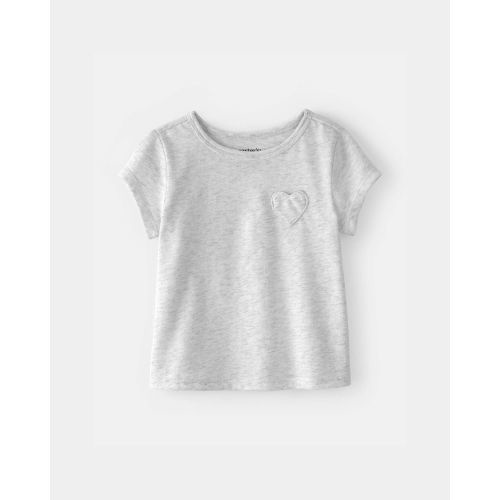 Baby Girl Heart Pocket Top - Grey | Carter's