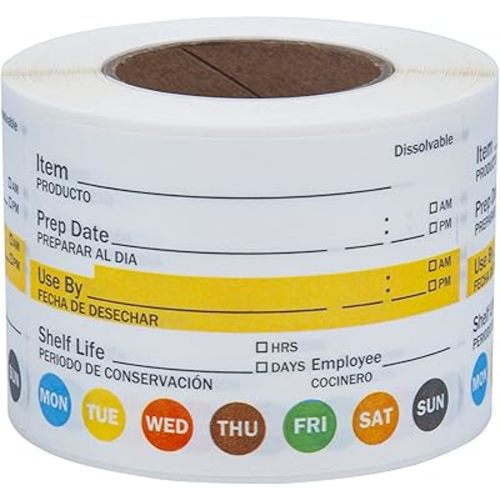 L LIKED Dissolvable Label Shelf Life for Food Rotation Use by Stickers 2 x 3 Inch Roll of 250 Labels