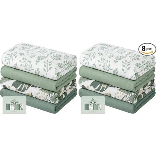 Yoofoss Muslin Swaddle Blankets, Organic Baby Blankets, 47 x 47 Inches Receiving Blanket for Baby Boys and Girls, Baby Essentials for Newborns Soft Breathable (Pack of 2)