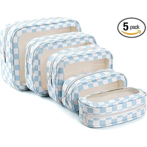 YOPCDJ 5PCS Diaper Bag Organizer Pouch Set, TSA Approved Toiletry Bag,Clear Waterproof TPU Makeup Bag Set Travel Organizer Bags for Women and Kids