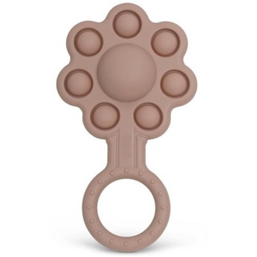 Silicone Baby Pop-it Flower Rattle - Engage Your Baby's Senses with Vibrant Colors and Popping Delight with Sensory Teething Fun - Mauve