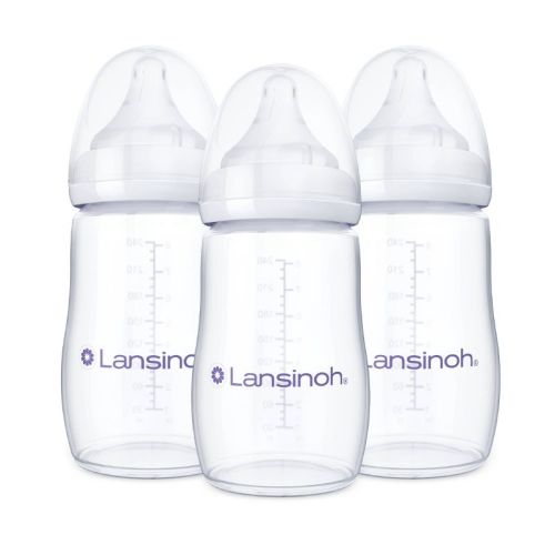 Lansinoh Anti-Colic Baby Bottles with Medium Flow Nipples (Size M) - 8oz/3pk