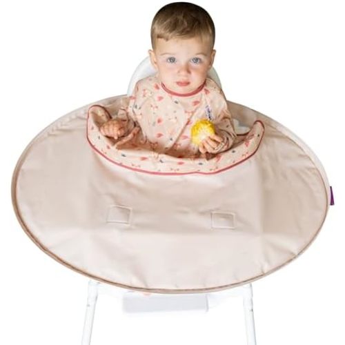 Tidy Tot™ Coverall Baby Weaning Bib & Tray Kit. Highchair Mat Surround Attaches to Highchairs. Feeding Bib with Sleeves. BLW