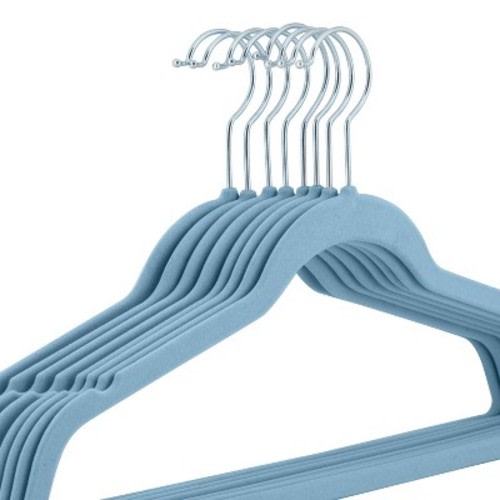 Laura Ashley 25ct Kids' Velvet Hangers - Light Blue: Non-Slip Baby & Toddler Hangers for Clothes, Pants, Dresses