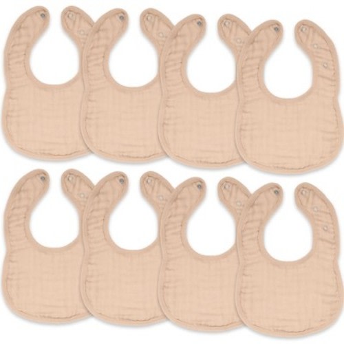 Comfy Cubs Muslin Cotton Baby Bibs, 8 Pack, Adjustable Size with Easy Snaps, Soft and Super Absorbent - Blush