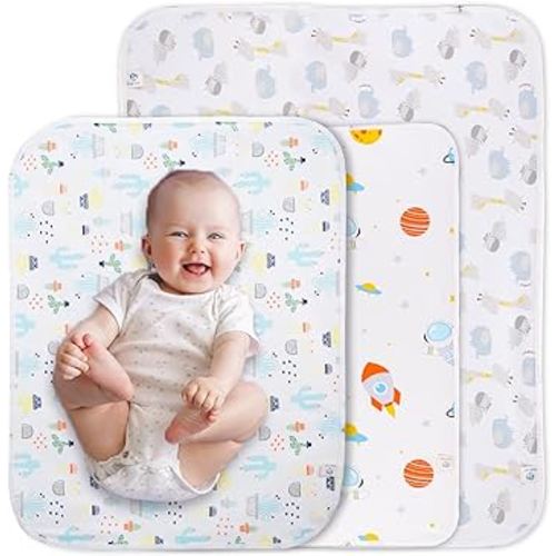 Baby Portable Changing Pad Changing Table Pads Diaper Changing mat Liners 1 Large Size 37.5x27.5 Inch and 2 Medium Size 27.5X22 inch Reusable Washable Waterproof Changing Pads for Baby 3 Pack