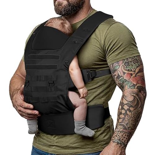 Tactical Baby Carrier with Ergonomic Lumbar Support, Foldable Headrest & Sunshade, Lightweight Military Carrier for Infants & Toddlers 3–36M (11–44lbs), for Big & Tall Parents, Men & Women