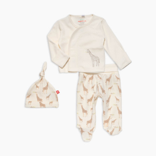 Magnetic Me Oganic Cotton Magnetic Wrap 3-Piece Set - Cream Jolie Giraffe, 0-3 M