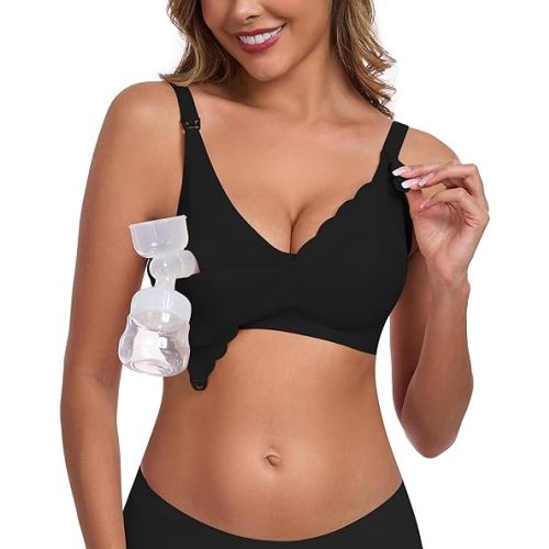 Vinfact Hands Free Pumping Bra Seamless Nursing Pump Bras Comfort Maternity Pumping Bras with Padding, Wireless