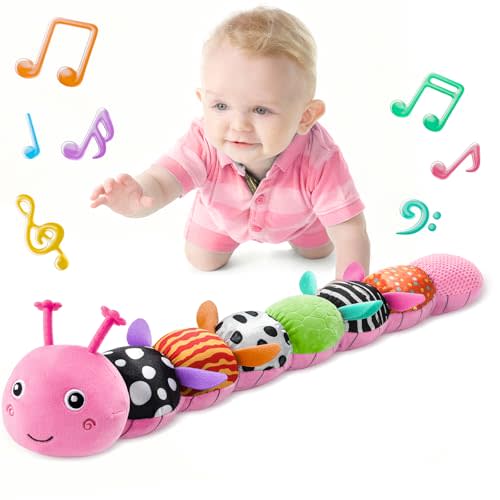 LIGHTDESIRE Baby Toys Musical Caterpillar Infant Toys Stuffed Animals Plush | 3 6 12 Months Sensory Toys with Ruler Design,Crinkle&Rattle Baby Teething Toys Tummy Time Boy Girl Birthday Shower Gifts