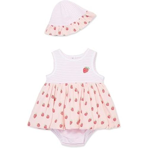 Little Me Clothes for Baby Girls' Popover Bodysuit Dress and Hat Set, 3-12 Months