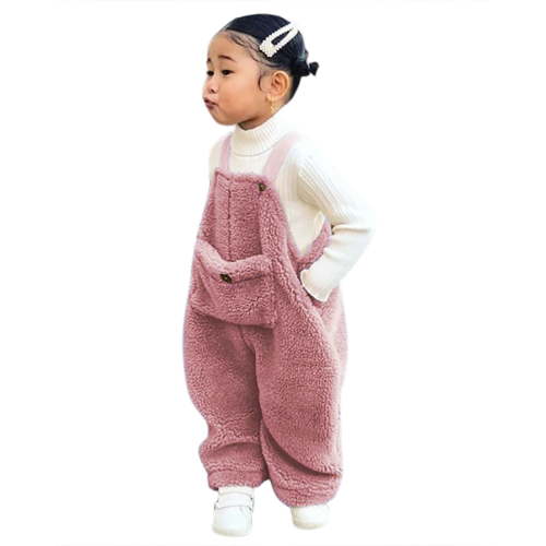 Otqutp Toddler Kids Baby Girl Boys Solid Winter Suspender Pants Overalls Warm Winter,Kids Casual Active Playwear Pants for 6M-4 Years(Pink,12-18 Months)