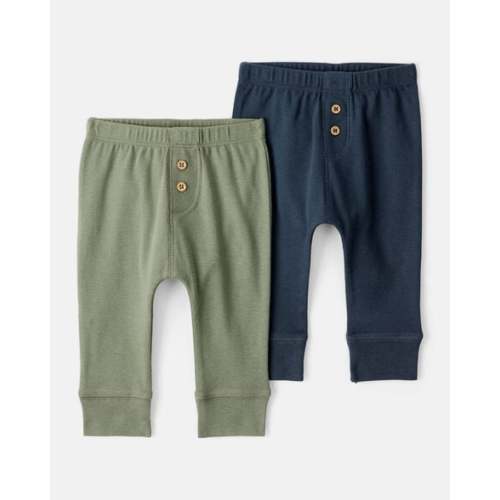 Baby Boy 2-Pack 100% Cotton Pull-On Pants - Green/Navy | Carter's
