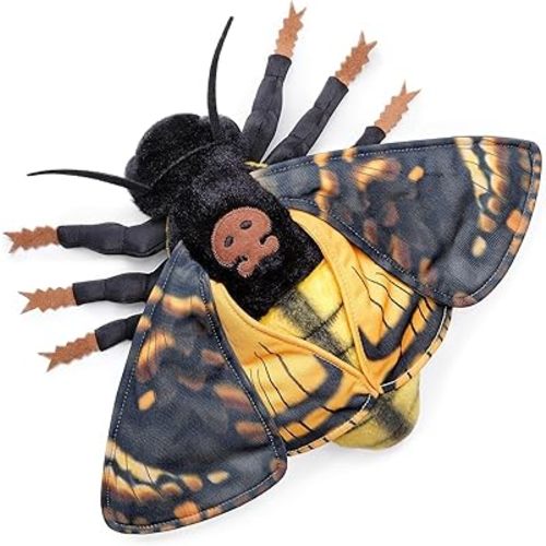 FRANKIEZHOU Simulation Deaths Head Hawk Moth Stuffed Animal-Yellow 9.8",Lifelike Death's-Head Hawkmoth Plush Toy, Moth Toy,Gifts for Kids,Home Decor
