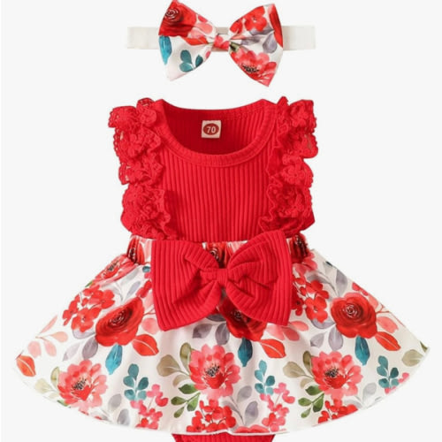 Baby Girl Clothes Newborn Romper Dress Infant Lace Ruffle Sleeveless Summer Outfits with Headband 0-12 Months