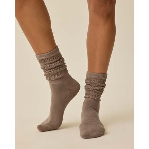 Non-Slip Slouchy Socks | Taupe - Kindred Bravely