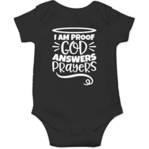 CBTwear I am Proof God Answers Prayers Baby Bodysuit Funny Infant Outfit Cute Unisex Comfy Romper