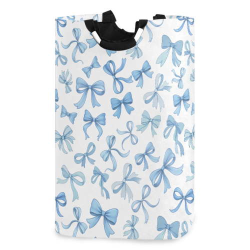 Ryvnso Coquette Bows Blue Pattern Large Storage Basket with Handles Collapsible Organizer Bin Laundry Hamper
