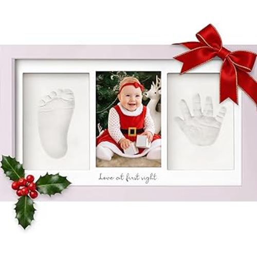 KeaBabies Baby Hand and Footprint Kit - Clay Handprint Keepsake Frame, Newborn Nursery Picture Frame, Personalized New Mom Gifts for Baby First Christmas Shower (Soft Lilac)