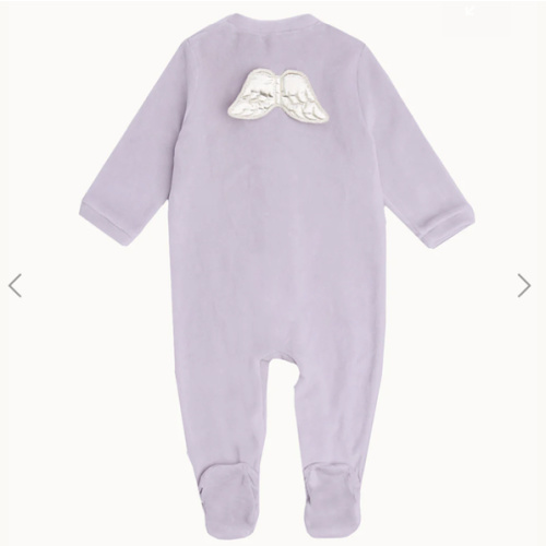 Velour Angel Wing Sleepsuit - Silver & Lilac | Marie-Chantal