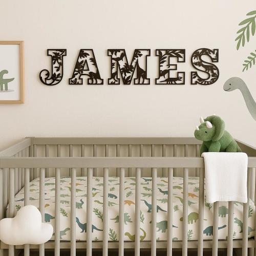 Personalized Dinosaur Name Letters: Custom Wood Nursery Decor