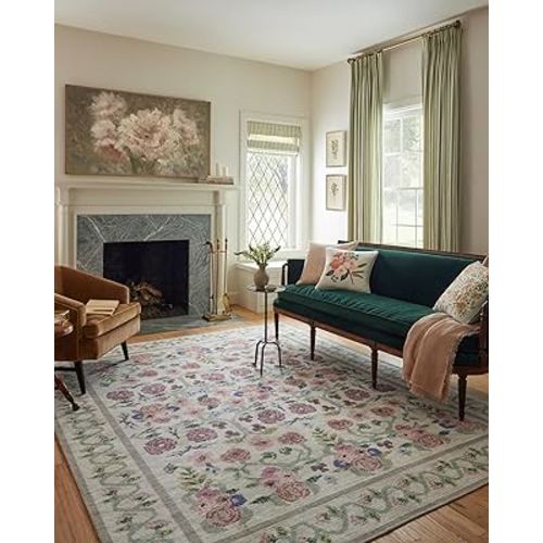 Loloi Rifle Paper Co. Rosa Collection RSA-01 Ivory 5'-0" x 7'-6" Area Rug