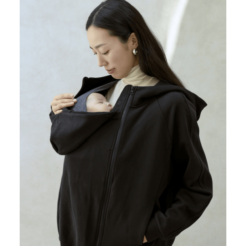 Babywearing Outerwear Zip Up Hoodie - M / Black
