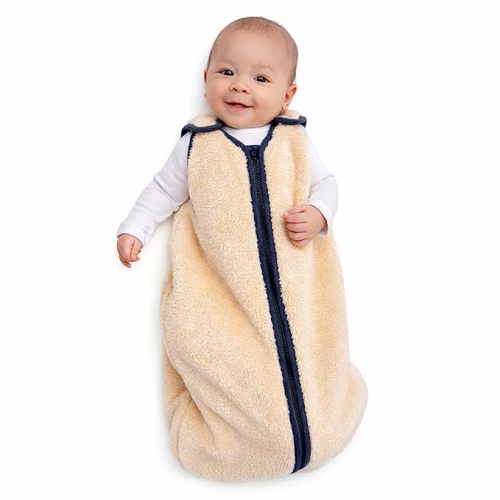 Baby Deedee Sleep Nest Teddy Baby Sleeping Bag, Oatmeal Navy, Small (0-6 Month)