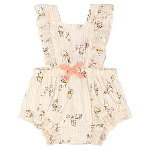 Disney Junior Baby Girls Square Neck Sleeveless Ruffle Romper Newborn to Infant Sizes (Newborn - 24 Months)