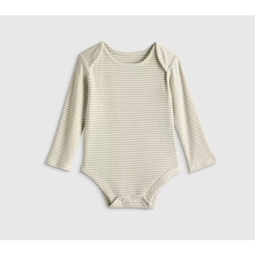 Softest Rib Long Sleeve Bodysuit in Grey Stripe