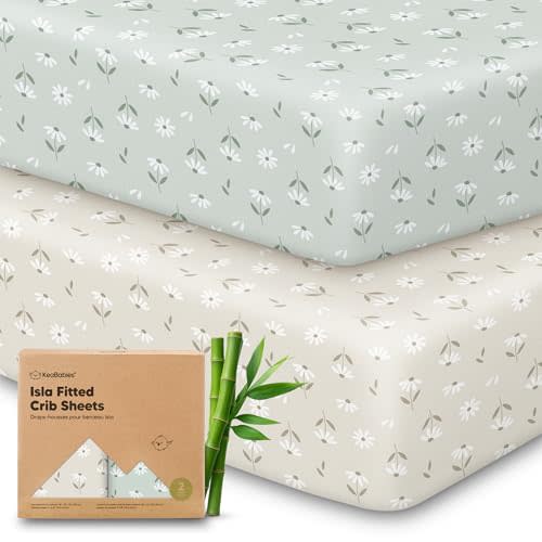KeaBabies 2-Pack Baby Crib Sheets for Boys, Girls, 52x28 Fitted (Daisies) | Viscose Derived from Bamboo, Toddler Bed Sheets Neutral, Fitted Crib Mattress Sheet for Standard Baby Bedding, Soft, Cozy