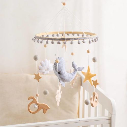 Crib Mobile for Baby Boys Girls Ocean Whale Nursery Mobile Gender Neutral Baby Mobile Handmade Ceiling Mobile Best Gifts for Christmas Birthday Baby Shower