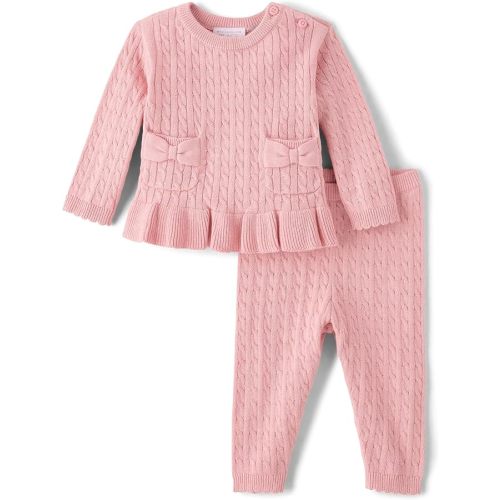 The Children's Place Baby Girls' And Newborn Long Sleeve Sweater and Pants, 2 Piece Playwear Set