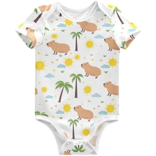 Pigsaly Monster Trucks Unisex Baby Bodysuits Race Car Newborn Short Sleeve Summer Jumpsuit Boy Girl 18M